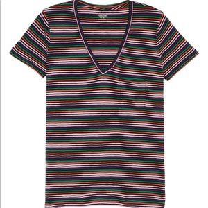 FINAL SALE: Madewell Multicolor Striped V-Neck Tee
